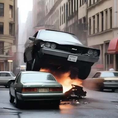 The climactic scene in the movie depicted the impinging of two cars crashing into each other.