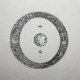 Two phases of the moon as an intricate tattoo design, one adorned with an 'R' and the other with an 'S', symbolizing personal growth and change.