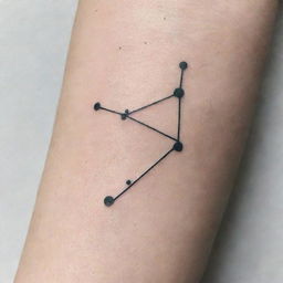 Two constellations formed from simple lines as a minimalist tattoo design, with stars marked by 'R' and 'S' being the central focus points.