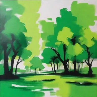 The artist used trichloride pigments to create vibrant green hues in their painting.