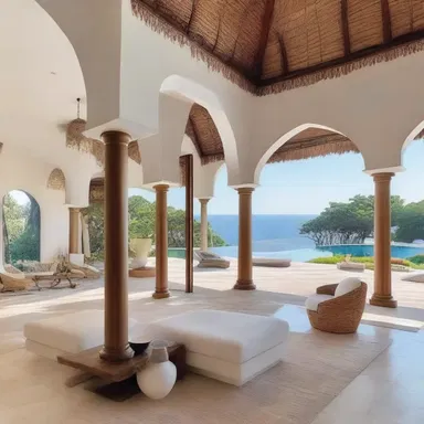 The travel agent recommended a luxury villa with stunning architectural design and breathtaking interior décor for the couple's honeymoon.