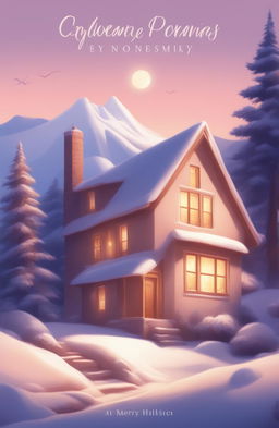 A lo-fi style book cover featuring a quaint house in the snowy mountains