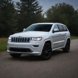 A WK Jeep Grand Cherokee with LED design headlights, highlighting the dazzling brightness and sleek style.