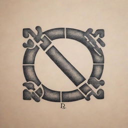 Two interlocking puzzle pieces or intricate shapes as a progressive tattoo design, combined to form 'R' and 'S' symbols, embodying unity and connection.