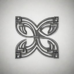 Two interlocking puzzle pieces or intricate shapes as a progressive tattoo design, combined to form 'R' and 'S' symbols, embodying unity and connection.