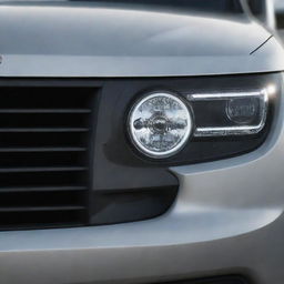 A detailed view of the headlights on a WK Jeep Grand Cherokee. The image should emphasize the unique design and brightness of the headlights.