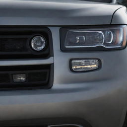 A detailed view of the headlights on a WK Jeep Grand Cherokee. The image should emphasize the unique design and brightness of the headlights.