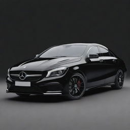 A glossy black Mercedes CLA isolated without any background