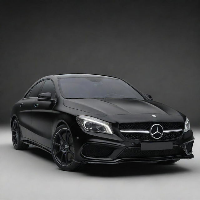 A glossy black Mercedes CLA isolated without any background