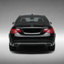 Rear view of a glossy black Mercedes CLA, isolated without any background