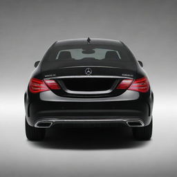 Rear view of a glossy black Mercedes CLA, isolated without any background