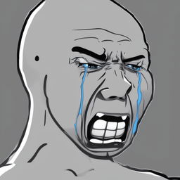 A high-quality digital art of a Wojak character resembling Cristiano Ronaldo, crying in rage