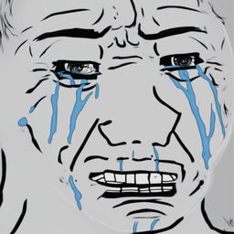 A high-quality digital art of a Wojak character resembling Cristiano Ronaldo, depicted as crying