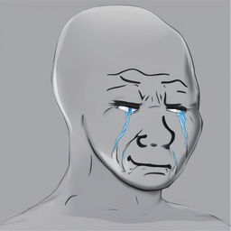 A high-quality digital art of a Wojak character resembling Cristiano Ronaldo, depicted as crying