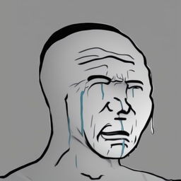 A high-quality digital art of a Wojak character resembling Cristiano Ronaldo, depicted as crying