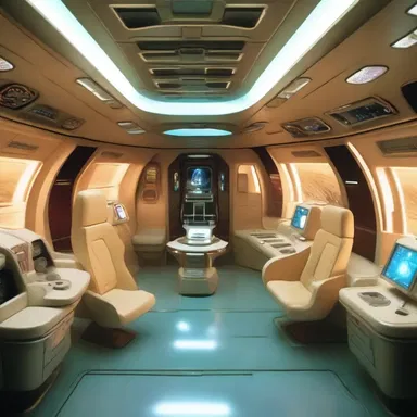 In the futuristic spaceship, the captain's quarters had a high-tech lancet window that adjusted its opacity and displayed virtual scenes from different planets.