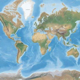 Generate a high detail, high quality image of a world map.