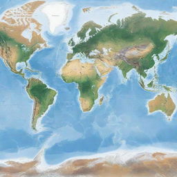 Generate a high detail, high quality image of a world map.