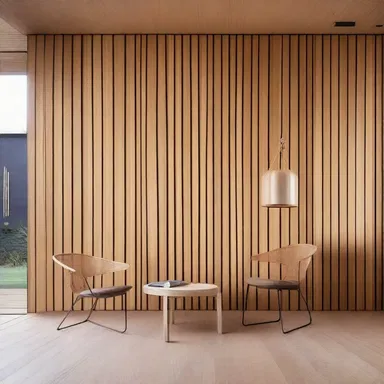 The architect used battens to create a decorative paneling on the walls of the house.