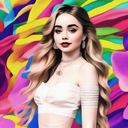 A high-quality digital art image featuring Sabrina Carpenter with a slightly fuller figure