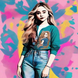 A high-quality digital art image showcasing Sabrina Carpenter with a significantly fuller figure