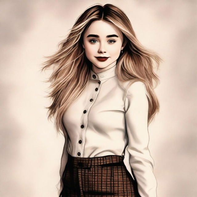 A high-quality digital art image presenting Sabrina Carpenter with a fuller figure