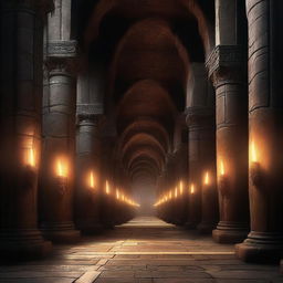 This is a high-quality digital art image, depicting a grand dwarven hallway reminiscent of Moria from the Lord of the Rings