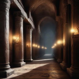 This is a high-quality digital art image, depicting a grand dwarven hallway reminiscent of Moria from the Lord of the Rings