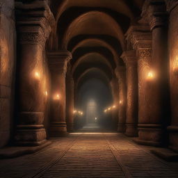 This is a high-quality digital art image, depicting a grand dwarven hallway reminiscent of Moria from the Lord of the Rings