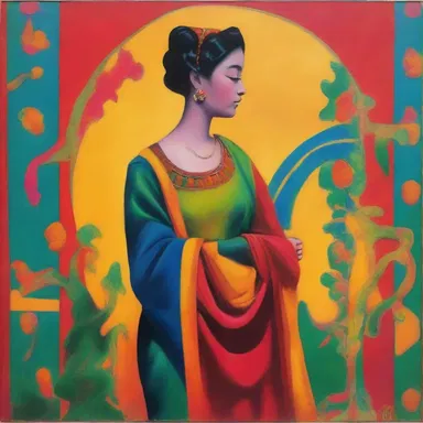 The painting featured a figure wearing a vibrant chlamys, adding a touch of elegance and color to the artwork.