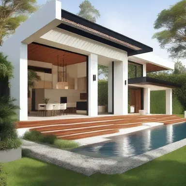 The architect designed a beautiful half-breed house, with one side featuring modern architectural elements and the other side incorporating traditional styles.