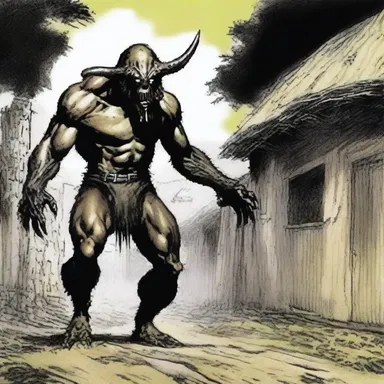 In the horror novel, the half-breed creature took its revenge on the village that had rejected it.