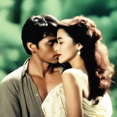 In the romantic movie, the forbidden love story unfolded between a charming man and a beautiful half-breed woman.
