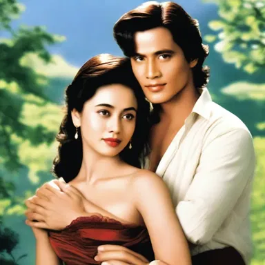 In the romantic movie, the forbidden love story unfolded between a charming man and a beautiful half-breed woman.