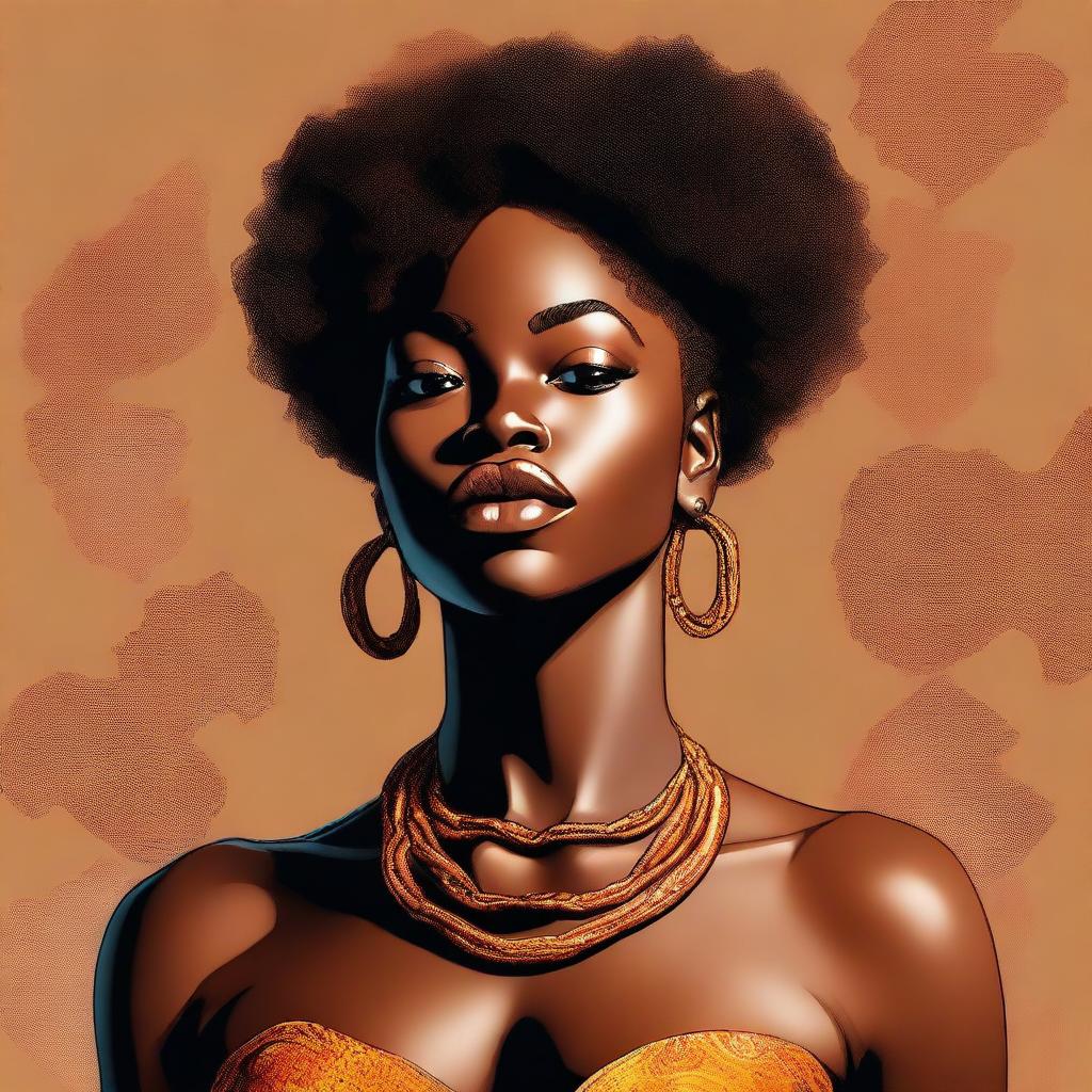 A high-quality digital art piece portraying a black woman