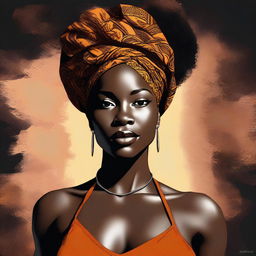 A high-quality digital art piece portraying a black woman