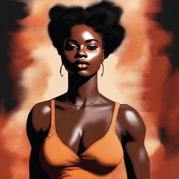 A high-quality digital art piece portraying a black woman