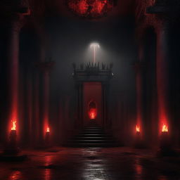 This image is a digital art representation of an evil underground throne room