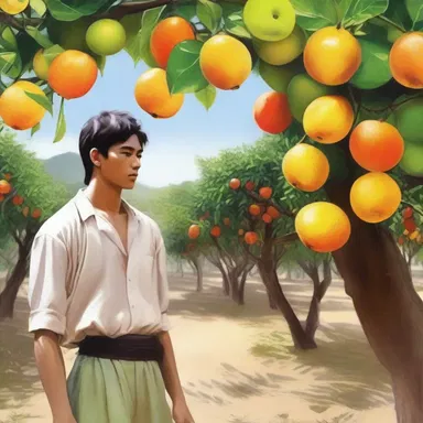 The protagonist wandered through the exotic orchards, picking lichee fruits, in the scenic descriptions of the novel.