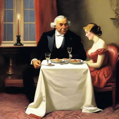 During the candlelit dinner, the bragger couldn't help boasting about his lavish lifestyle, much to his date's dismay.