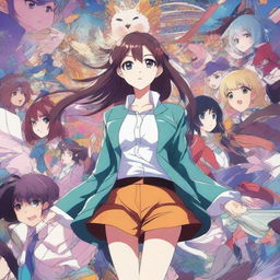 A vibrant, high-quality digital art image showcasing a lively anime scene