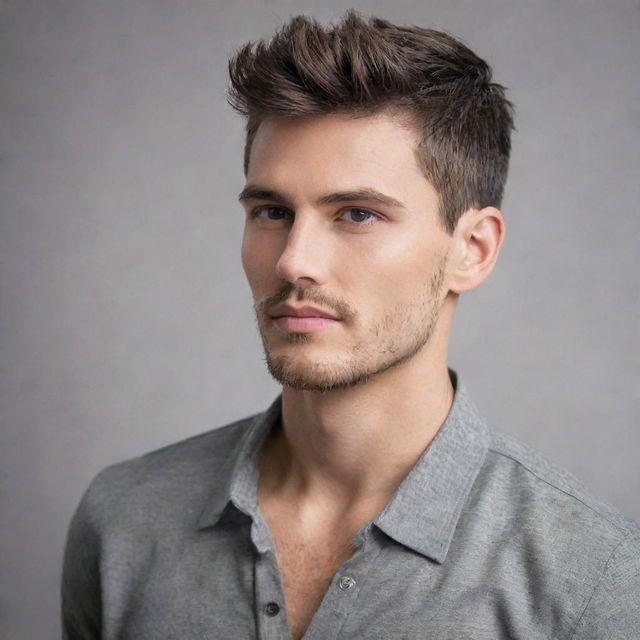 Stylish male model with a modern, sophisticated haircut