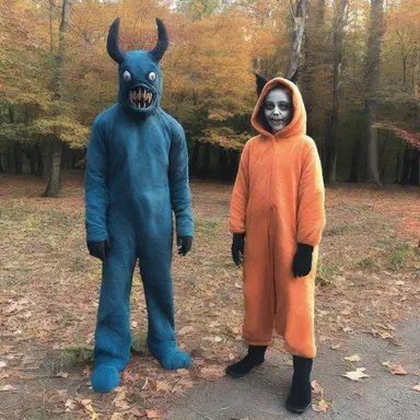 She confected a terrifying monster costume for Halloween.