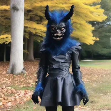 She confected a terrifying monster costume for Halloween.