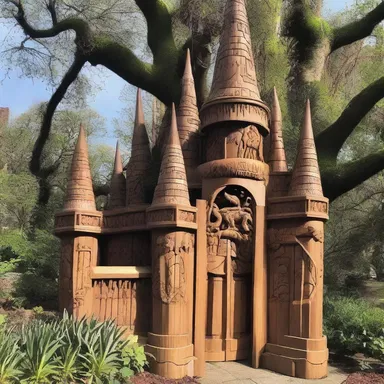In the magical world of wizards and spells, the paling surrounding the enchanted castle had intricate carvings on each picket.