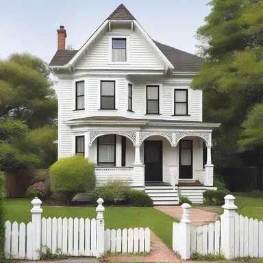 The Victorian-style house had a charming white paling encircling the front yard, giving it an elegant and traditional look.