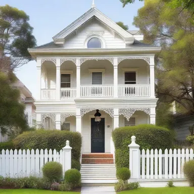 The Victorian-style house had a charming white paling encircling the front yard, giving it an elegant and traditional look.