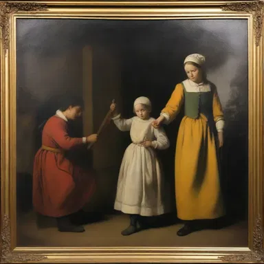 The painter used a reset to fix the positioning of the figures in the artwork.