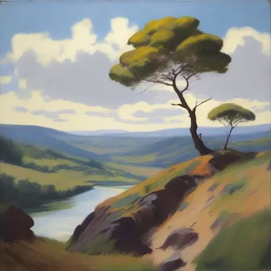 The artist painted the same landscape once again, but with a new perspective.
