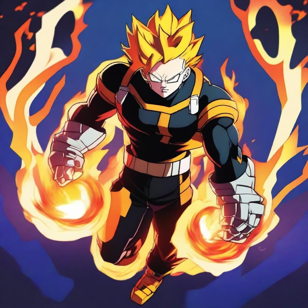 This is a digital art image featuring the character Endeavor from the series My Hero Academia